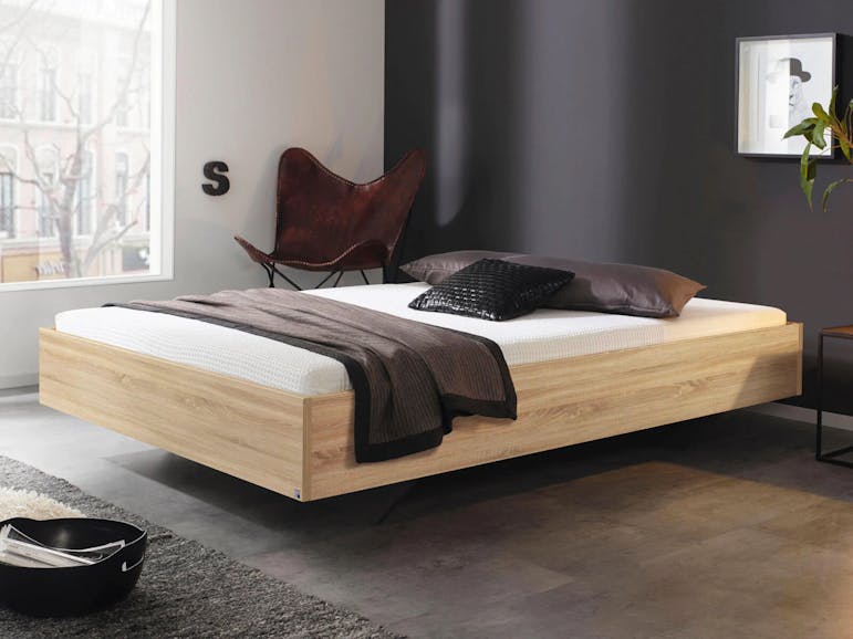 Bed IXANA 140x200 cm sonoma eik hoofdeinde met matras met