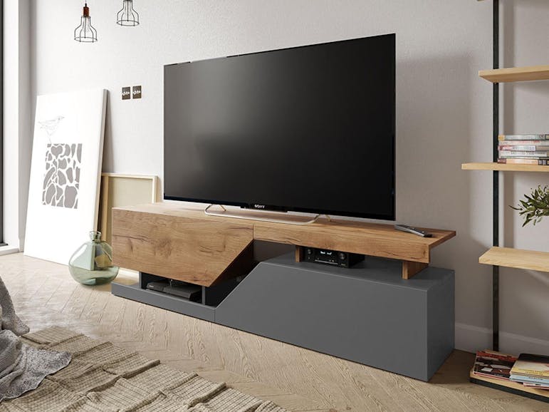 vooroordeel Quagga Uitgraving Tv-meubel CESAR 2 deuren antraciet/wotan eik