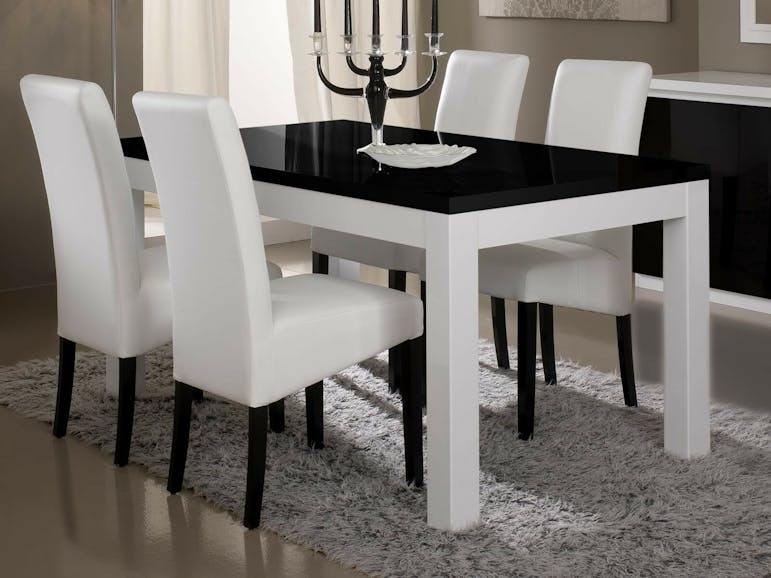 Eettafel ROMEO wit/hoogglans zwart
