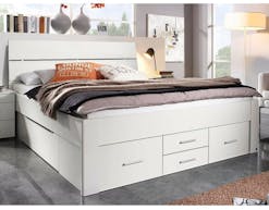 Lit SCARLETT 140x200 cm blanc avec six tiroirs avec tête de lit sans led