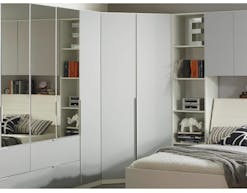 Armoire d'angle ELVIS 2 portes gris soie/blanc sans miroir