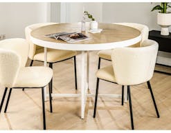 Table repas ronde MIMOSA 120 cm chêne/blanc