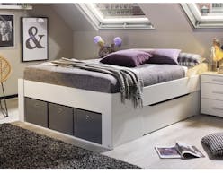 Lit SCARLETT 140x200 cm blanc avec caisses de rangement sans tête de lit