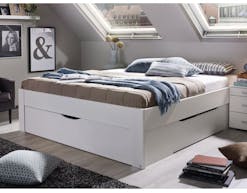 Lit SCARLETT 160x200 cm blanc avec trois tiroirs sans tête de lit