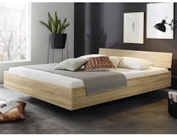 Lit IXANA 140x200 cm chêne sonoma avec tête de lit sans matelas avec sommier 