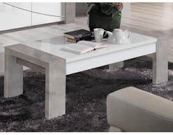 Table basse rectangulaire RANDY 130 cm béton/blanc
