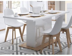Table repas extensible FUTURO 160>200 cm blanc mat/blanc laqué