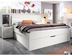 Bed SCARLETT 160x200 cm wit met drie lades met hoofeinde met led
