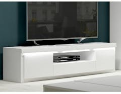Meuble tv-hifi SPYRO 2 portes 1 tiroir blanc/blanc laqué