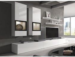 Tv-meubel set BABEL 5 deuren wit/hoogglans wit met verlichting zonder salontafel