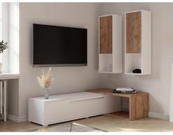 Tv-meubel set ROMBA 3 deuren wit/eik sandal