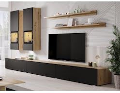 Tv-meubel set BABEL 5 deuren eik artisan/zwart met led zonder salontafel