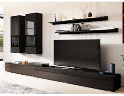 Tv-meubel set BABEL 5 deuren hoogglans zwart zonder led zonder salontafel