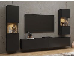 Tv-meubel set AVATAR 4 deuren zwart met led