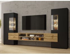 Tv-meubel set KODI 4 deuren wotan eik/zwart