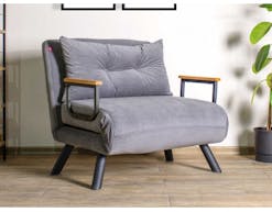Converteerbare fauteuil SANDERO 1 plaats stof grijs
