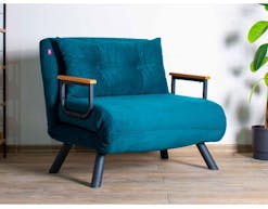 Converteerbare fauteuil SANDERO 1 plaats stof blauw 