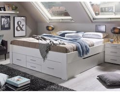 Bed SCARLETT 160x200 cm wit met zes lades zonder hoofdeinde