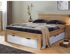 Bed FLASH 180x200 cm wit/artisan eik met lades