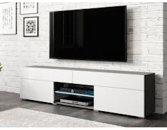 Tv-meubel CARTER 2 deuren 2 lades hoogglans wit/matera zonder led 