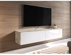 TV-meubel DUBAI 2 klapdeuren 140 cm wit/beton zonder verlichting