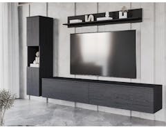 Tv-meubel set PARLO 4 deuren grafiet zwart