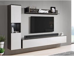 Tv-meubel set PARLO 4 deuren matera/hoogglans wit