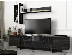 Tv-meubel set VEYA 4 deuren zwart/goud