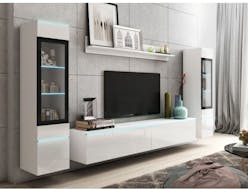 Tv-meubel set VITTORIO 6 deuren hoogglans wit met verlichting