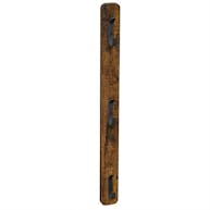 Verticale wandkapstok - met 3 haken - 6x67 cm - vintage bruin 