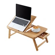 Support pour ordinateur portable - avec tiroir - réglable en hauteur de 22 à 29 cm - bambou